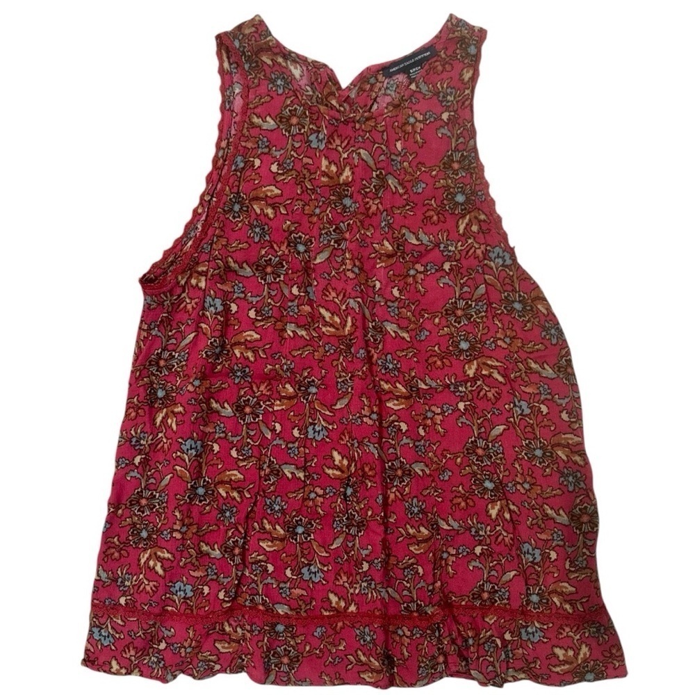American Eagle Outfitters Boho Pink Floral Tank Top Layer Feminine Lace Sz S